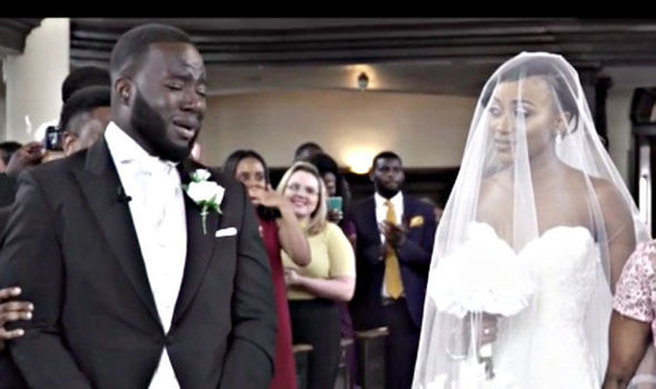 Bridegroom in tears as Bride appears…